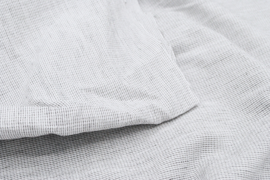 Linen Cotton Deadstock in Gray Microcheck