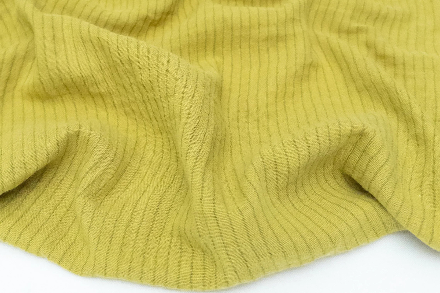 Yarn Dyed Organic Cotton Double Gauze Skinny Stripe - Pickle