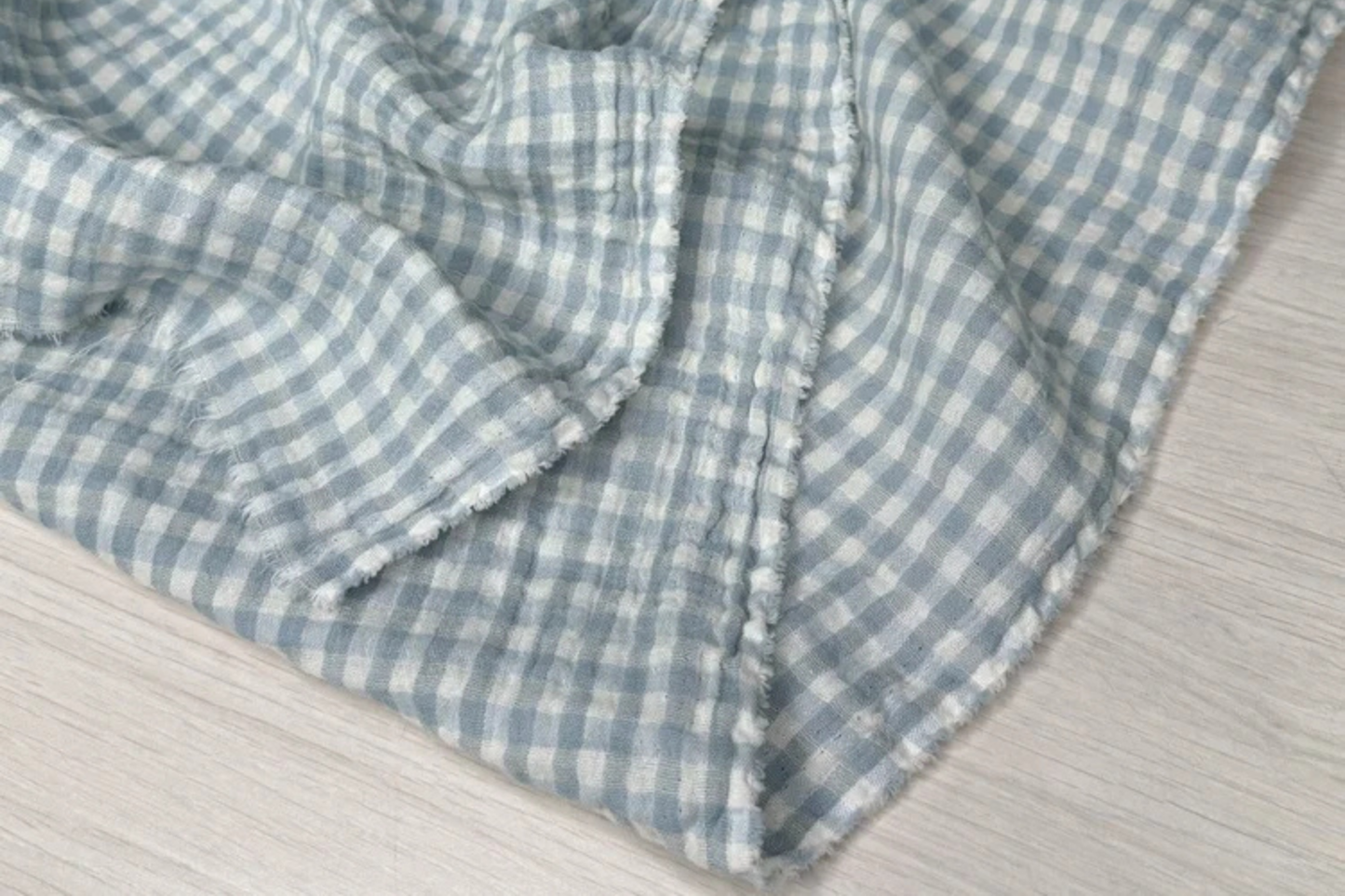 Yarn Dyed Organic Cotton Double Gauze Gingham - Sky