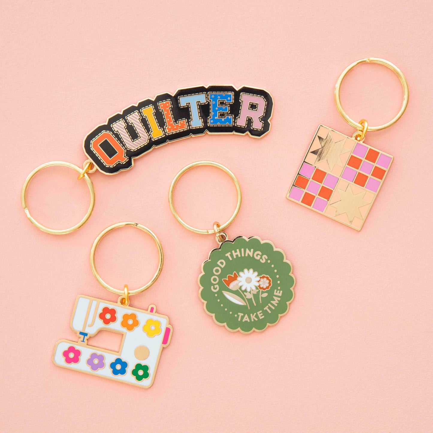 Daisy Sewing Machine Enamel Keychain