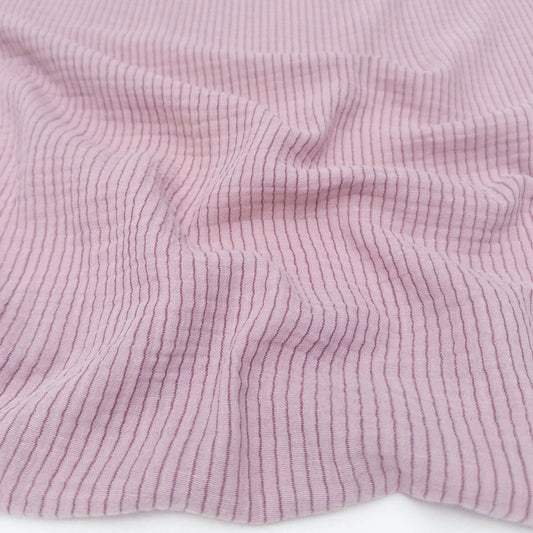 Yarn Dyed Organic Cotton Double Gauze Skinny Stripe - Dusty Rose