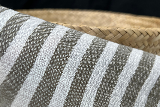 Linen Rayon Deadstock in Gray Stripe