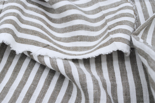 Linen Rayon Deadstock in Gray Stripe