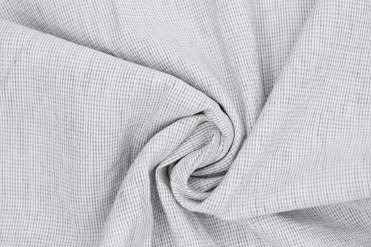 Linen Cotton Deadstock in Gray Microcheck