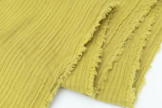 Yarn Dyed Organic Cotton Double Gauze Skinny Stripe - Pickle