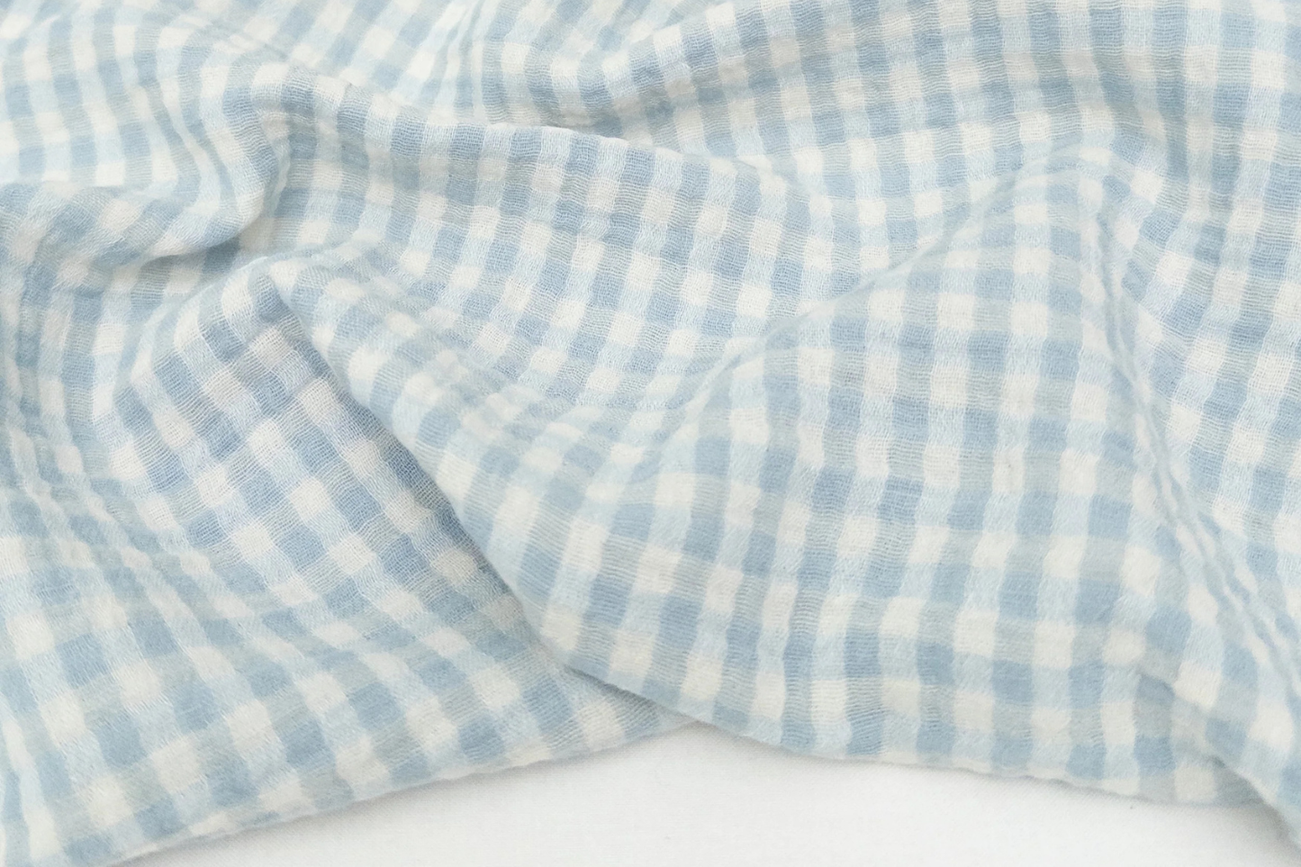 Yarn Dyed Organic Cotton Double Gauze Gingham - Sky