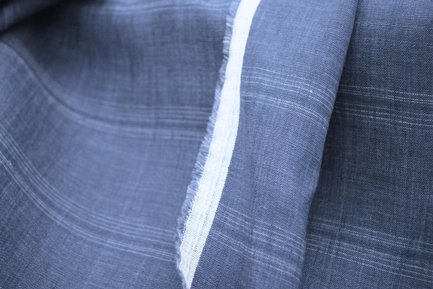 100% Linen Deadstock in Denim Stripe
