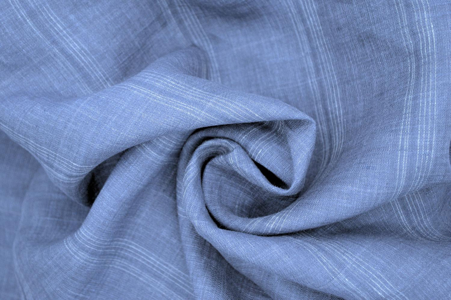 100% Linen Deadstock in Denim Stripe