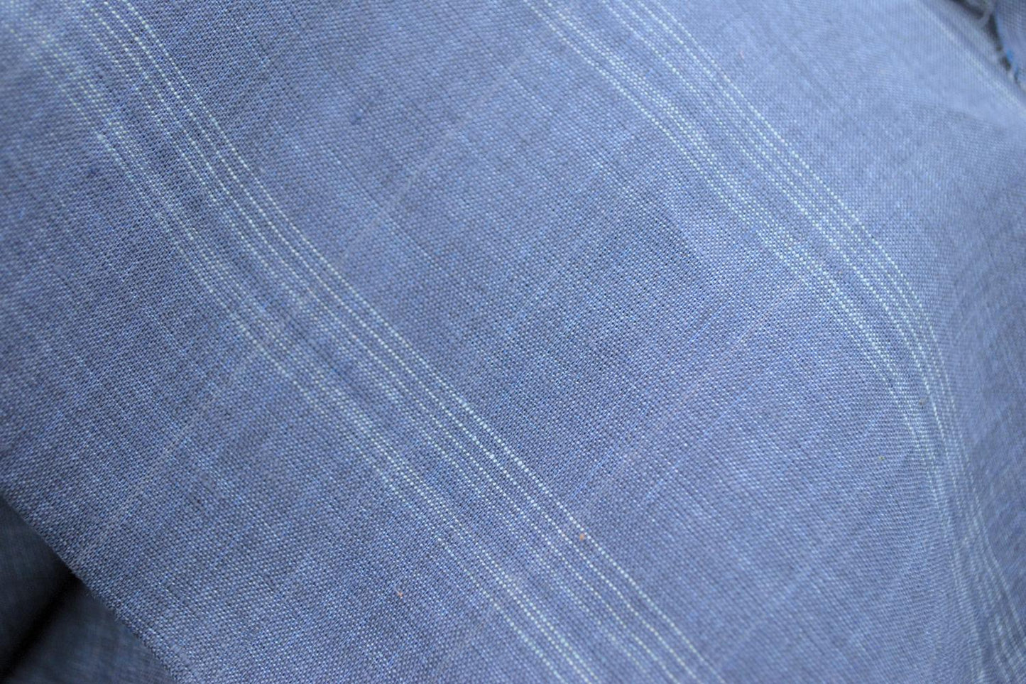 100% Linen Deadstock in Denim Stripe