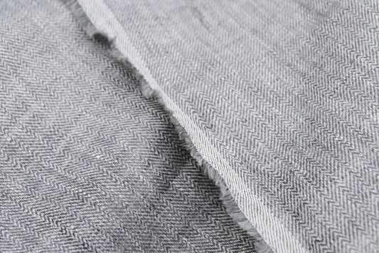 100% Linen Twill Deadstock in Chevron