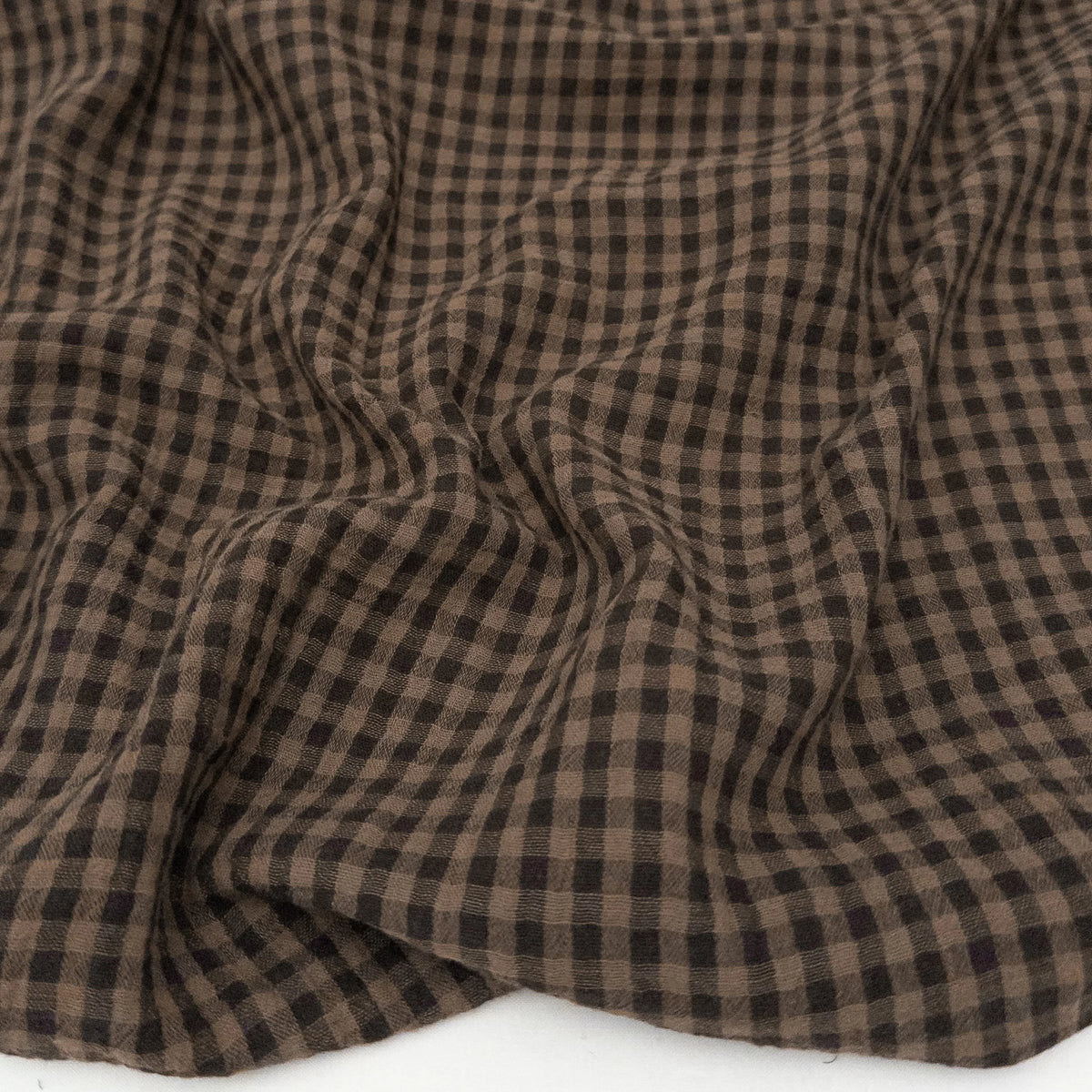 Yarn Dyed Organic Cotton Double Gauze Gingham - Chocolate