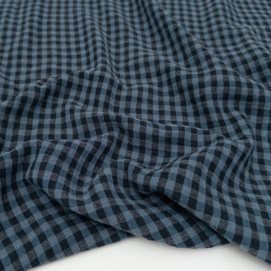 Yarn Dyed Organic Cotton Double Gauze Gingham - Midnight