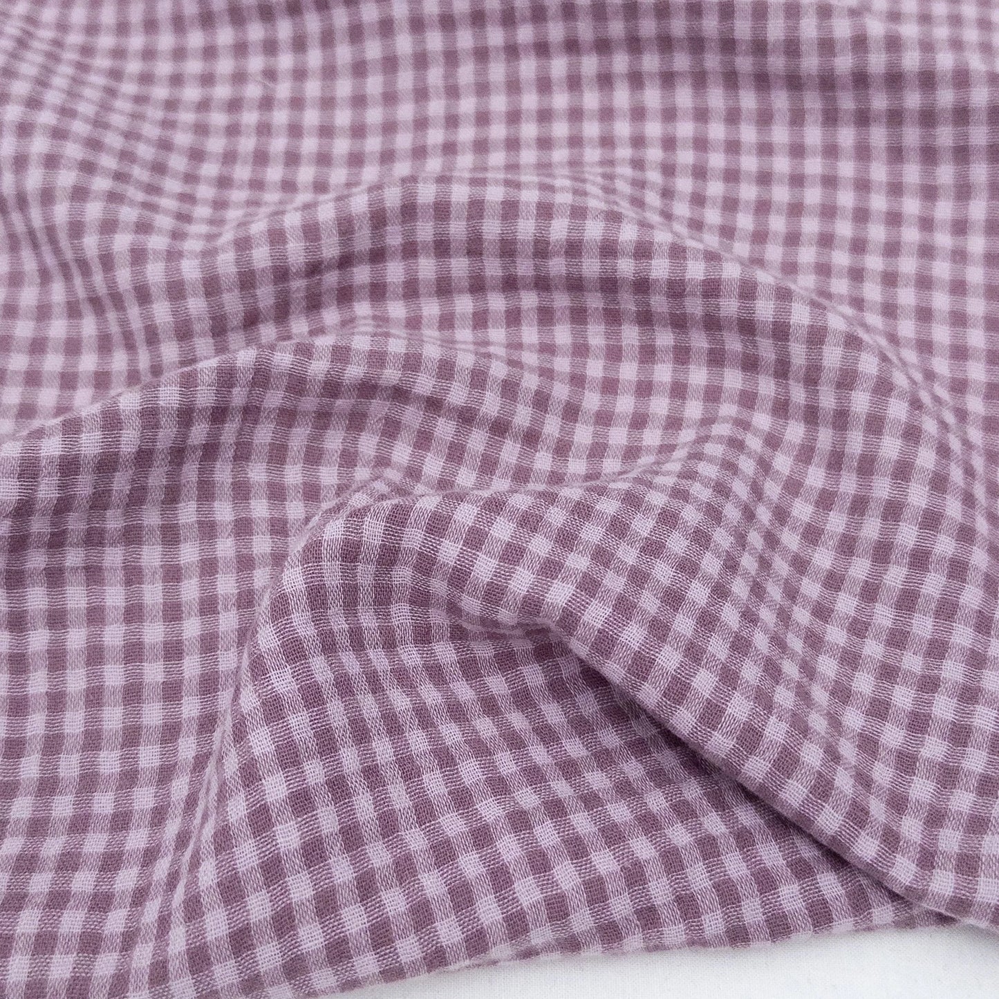 Yarn Dyed Organic Cotton Double Gauze Mini Gingham - Dusty Rose