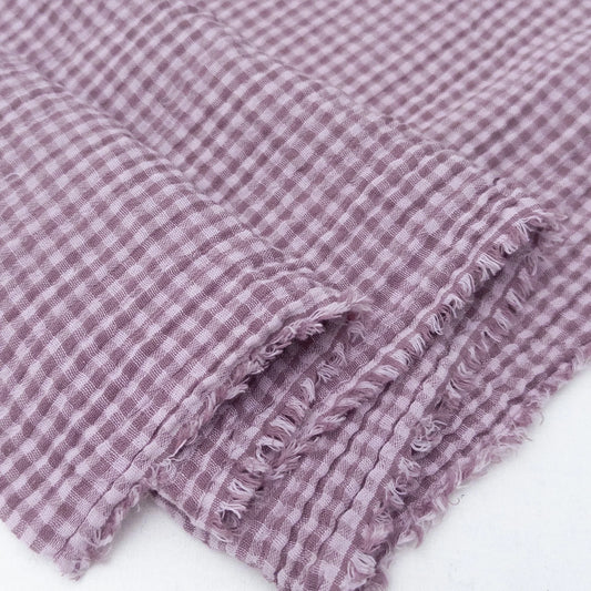 Yarn Dyed Organic Cotton Double Gauze Mini Gingham - Dusty Rose