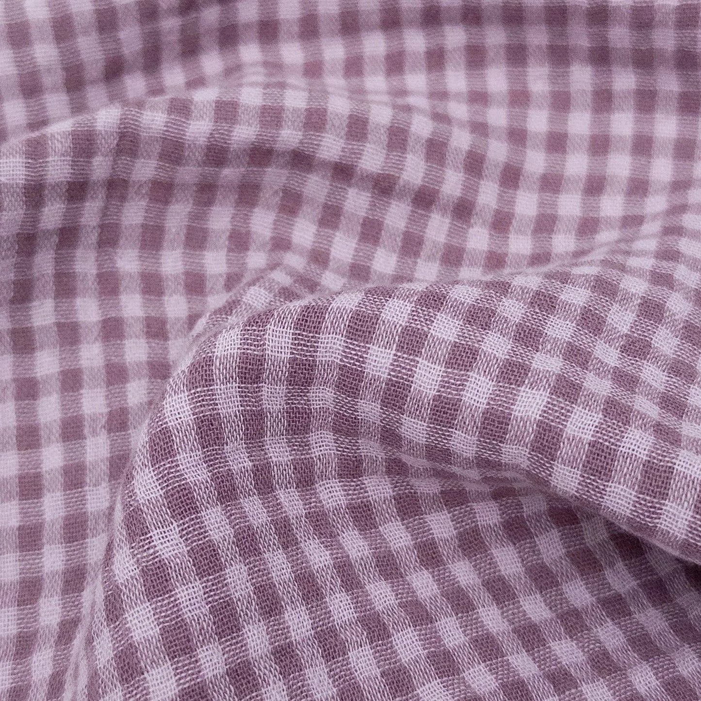 Yarn Dyed Organic Cotton Double Gauze Mini Gingham - Dusty Rose