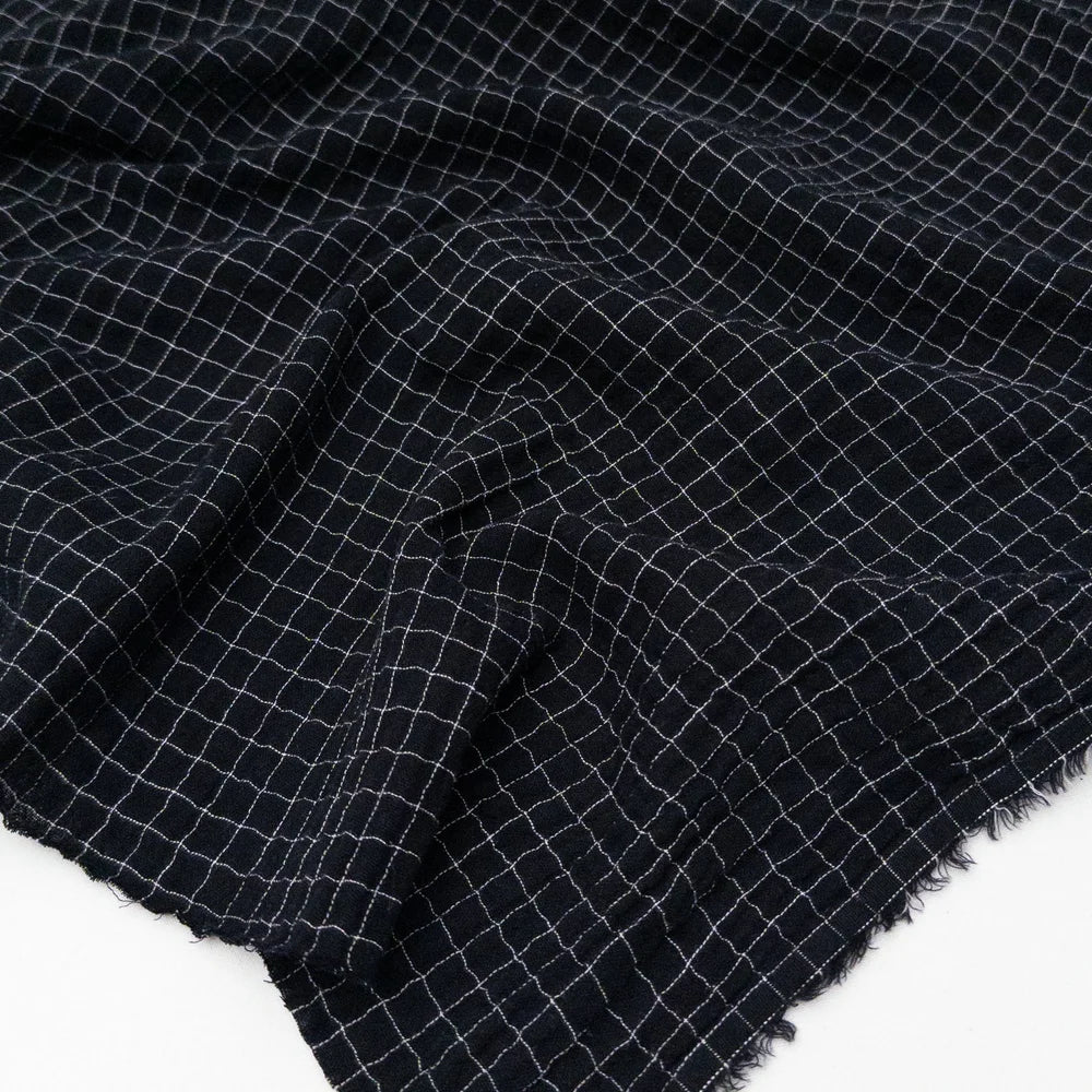 Yarn Dyed Organic Cotton Double Gauze - Black Check