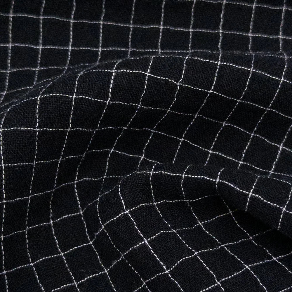 Yarn Dyed Organic Cotton Double Gauze - Black Check