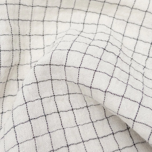 Yarn Dyed Organic Cotton Double Gauze - Black Check