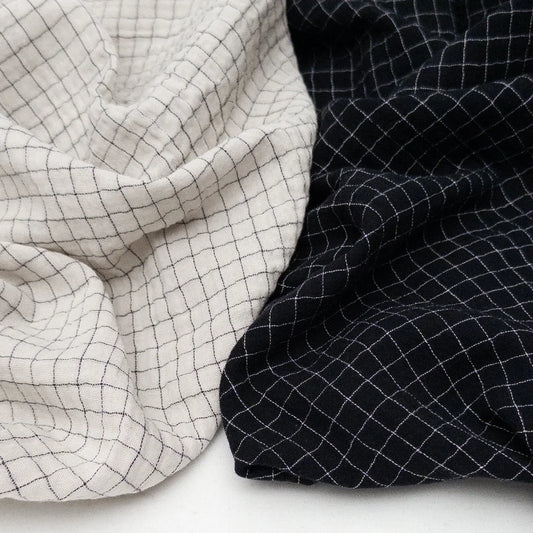 Yarn Dyed Organic Cotton Double Gauze - Black Check