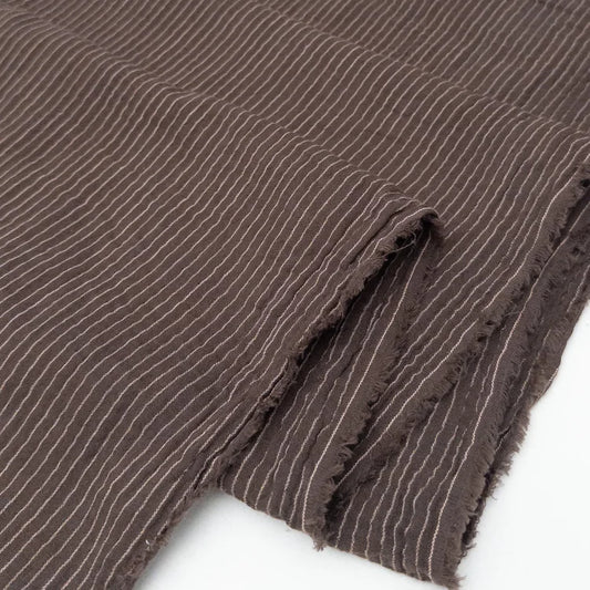 Yarn Dyed Organic Cotton Double Gauze Skinny Stripe - Chocolate